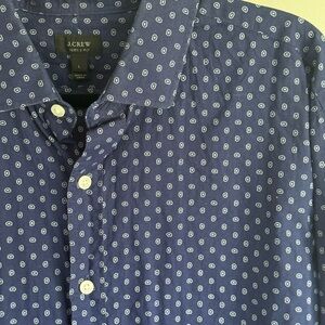 J. Crew Men's Blue Patterned Long Sleeve Button Up